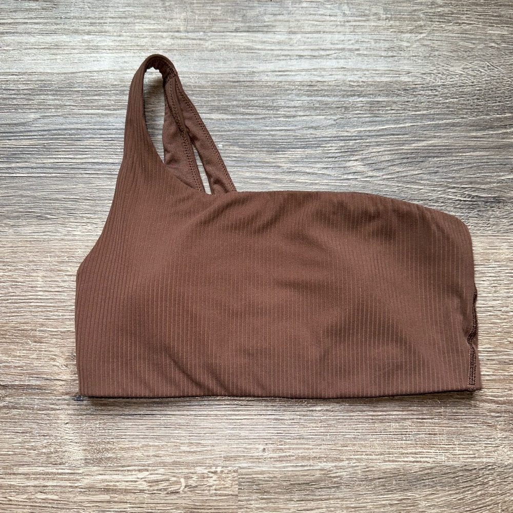 Brown One-Shoulder Ribbed Lululemon sports bra!